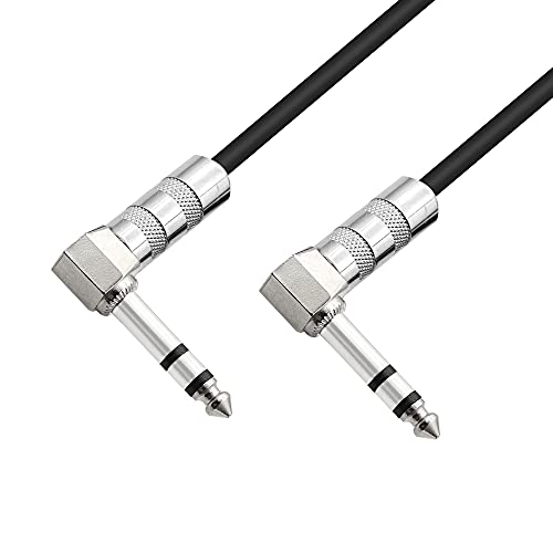 1/4 inch TRS Cable Right Angle 6.35mm Male to 6.35mm Male 90 Degree Stereo Audio Extension Cable for Guitar,Amplifiers, Mixers,Microphones,Etc 50cm