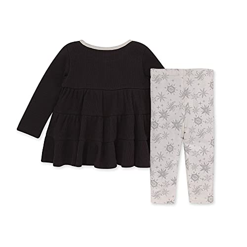 Girls' Top and Pant Set, Tunic and Leggings Bundle, 100%  Cotton, Vintage Snowflake, 3 Months