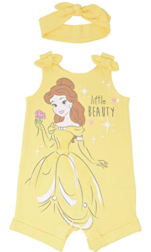 Beauty and The Beast Belle Baby Girls Romper and Headband Set 3-6 Months