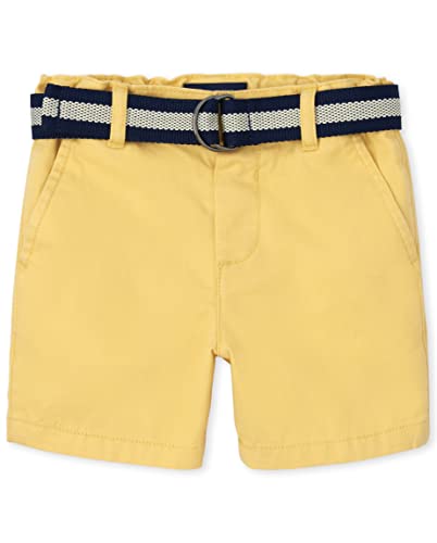 The Children s  Baby and Toddler Boys Belted Chino Shorts, Banana Pudding, 12-18 Months