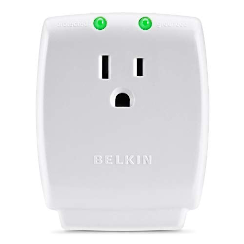 1-Outlet Home Series SurgeCube - Grounded Outlet Portable Wall Tap Adapter with Ground & Protected Light Indicators for Home, Office, Travel, Computer Desktop & Charging Brick - White, 1080 Joules