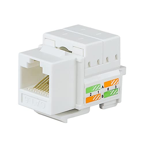 (25 Pack) Cat6 Keystone Jack RJ45 Keystone Jack, UTP Modular Ethernet Jack Insert 90-Degree, Punch Down Keystone Jack Adapter, White