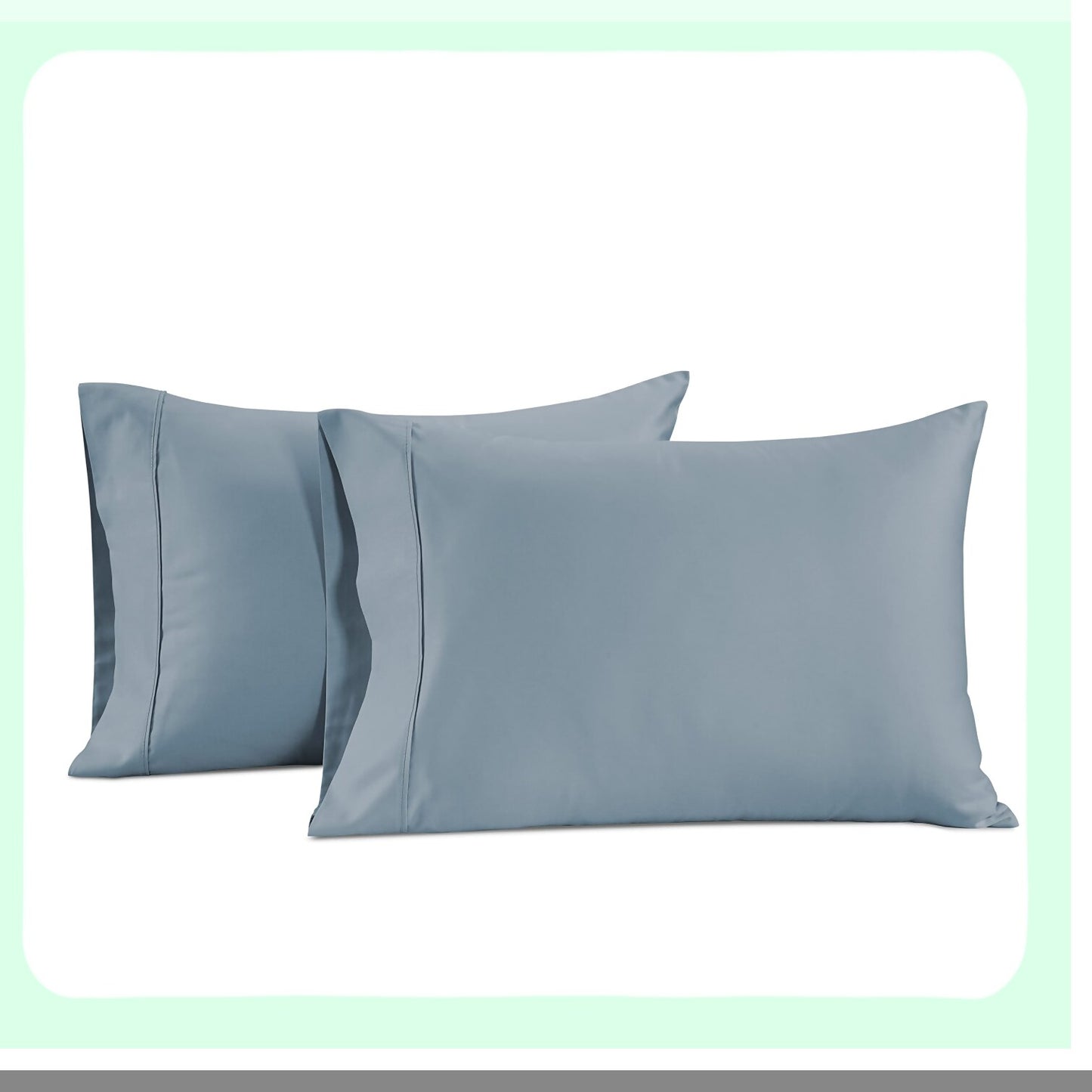 CoolCotton Breathable Pillowcase Set - 600 Thread Count Soft Envelope Closure Covers (20" x 40") - Set of 2 Blue Pillow Cases - Easy Fit Cooling Bedding