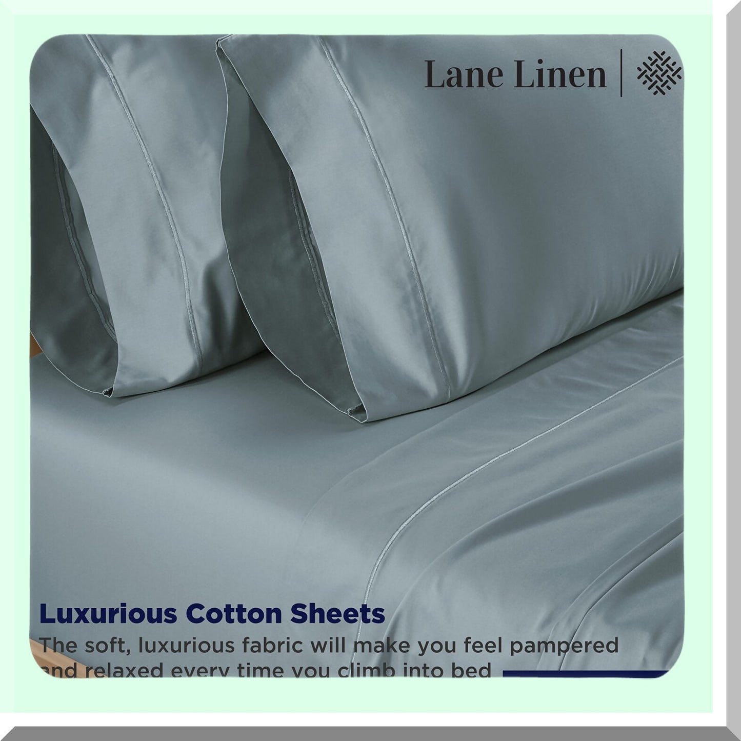CoolCotton Breathable Pillowcase Set - 600 Thread Count Soft Envelope Closure Covers (20" x 40") - Set of 2 Blue Pillow Cases - Easy Fit Cooling Bedding