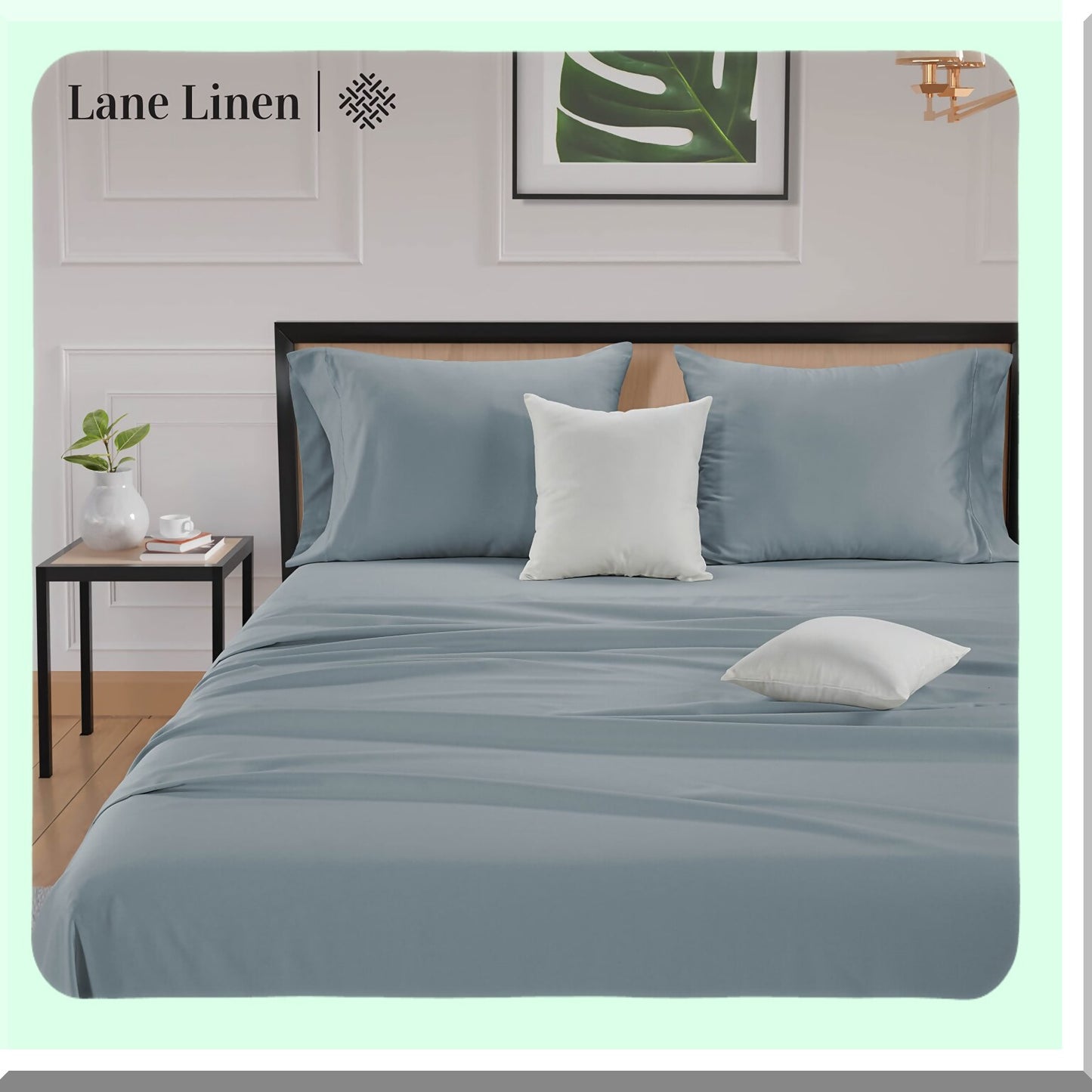 CoolCotton Breathable Pillowcase Set - 600 Thread Count Soft Envelope Closure Covers (20" x 40") - Set of 2 Blue Pillow Cases - Easy Fit Cooling Bedding