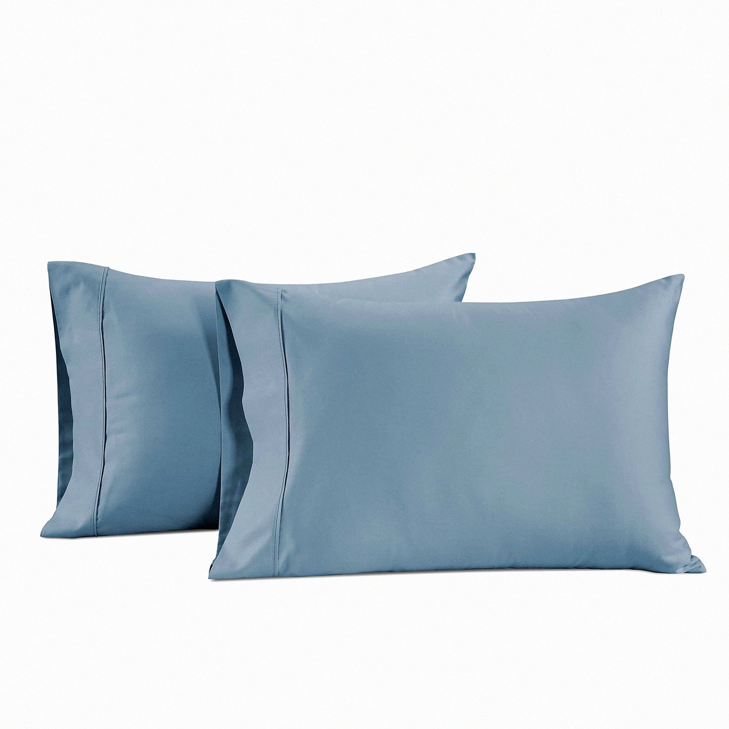 CoolCotton Breathable Pillowcase Set - 600 Thread Count Soft Envelope Closure Covers (20" x 40") - Set of 2 Blue Pillow Cases - Easy Fit Cooling Bedding