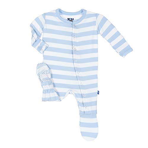 Print Infant Footie with Snaps (0-3 Months, Essentials Pond Stripe)