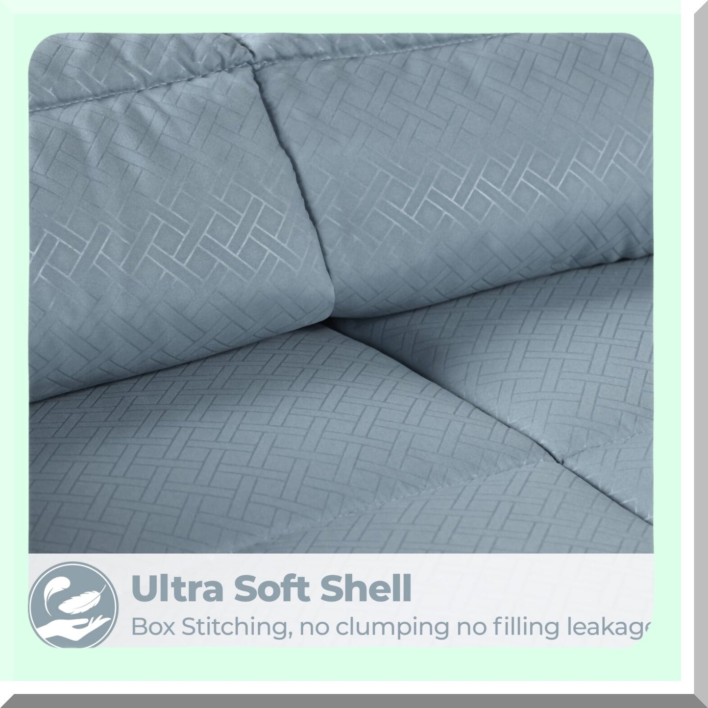 FluffyCloud Comforter - Medium Weight Microfiber Bedding with Box Quilt Design for Twin/Twin XL Beds. Oversized Blanket in Smoke Blue Monochrome.