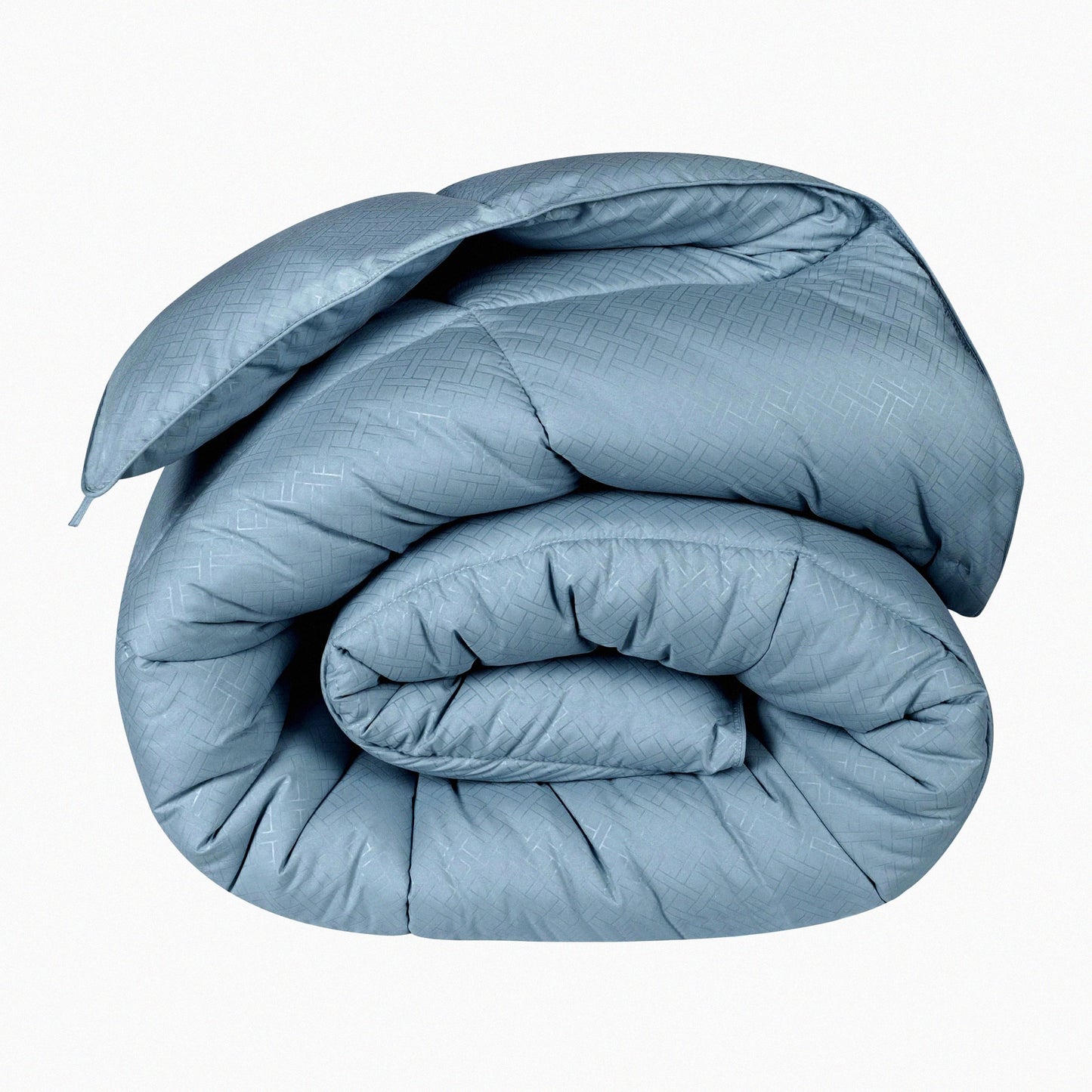 FluffyCloud Comforter - Medium Weight Microfiber Bedding with Box Quilt Design for Twin/Twin XL Beds. Oversized Blanket in Smoke Blue Monochrome.