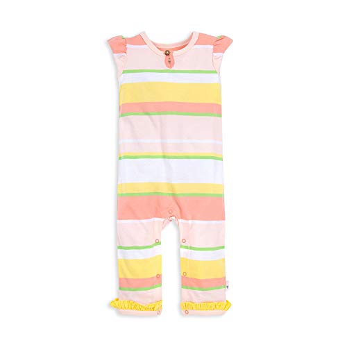 Girl's Romper Jumpsuit, 100%  Cotton One-Piece Coverall, Citrus Stripe,