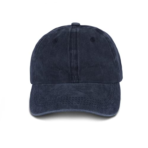  Navy Blue Baseball Cap Mens Hats for Women Distressed Washed Denim Vintage Ball Caps Dad Hat Uni  Adjustable