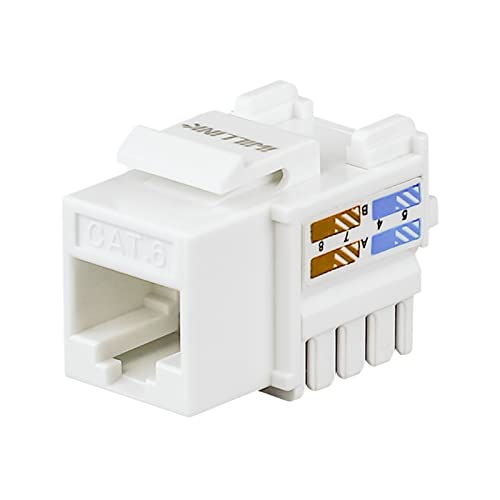 (25 Pack) Cat6 Keystone Jack RJ45 Keystone Jack, UTP Modular Ethernet Jack Insert 90-Degree, Punch Down Keystone Jack Adapter, White
