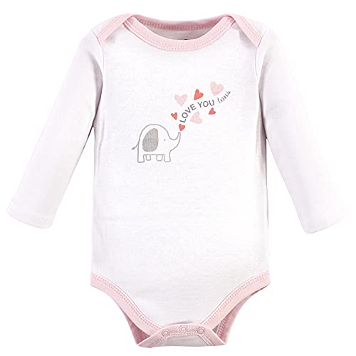 Uni  Baby Cotton Long-Sleeve Bodysuits, Girl Basic Elephant, 3-6 Months