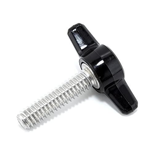 1/4"-20 x 1" Stainless Steel - Black Tee Wing Plastic Knob - Standard/Coarse Thread Thumbscrew - Length: 1.000" - Proudly Built in USA - Package of (4)