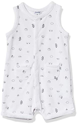 Baby Boys  Sleeveless Romper, White Black Print, 3-6 Months