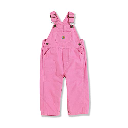 '-Girls   Washed Microsanded Canvas Bib Overall, Pink, 3 Months