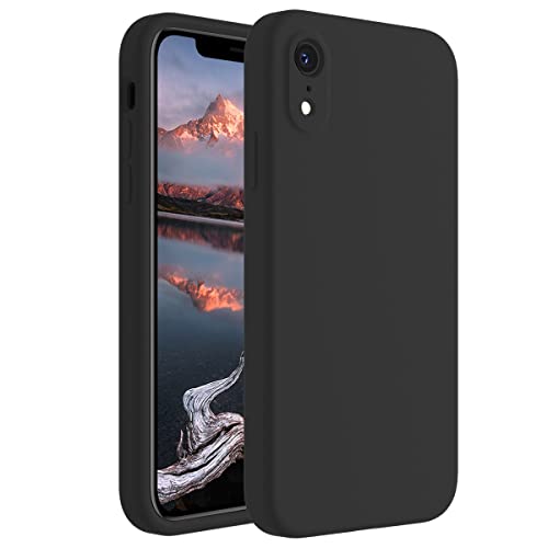iPhone XR silicone case with square edges and camera protection, black