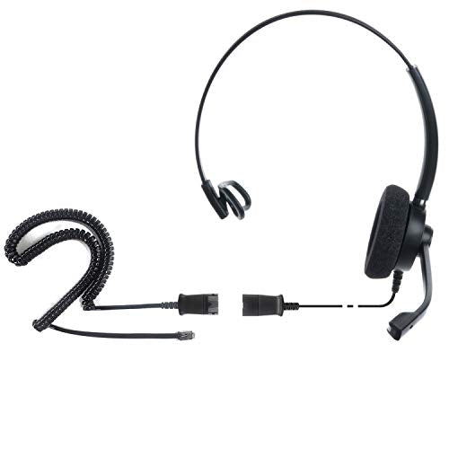 IPH-160 Professional Monaural Noise Cancelling, Corded landline Phone Headset for Call Center/Office with U10P Cable Works with Avaya/Lucent, Nortel,Polycom,Samsung,Mitel and Many Other IP Phones