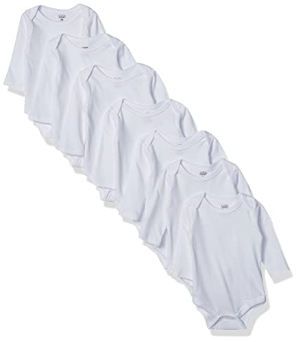 Uni  Baby Cotton Long-Sleeve Bodysuits, White 7-Pack, 0-3 Months