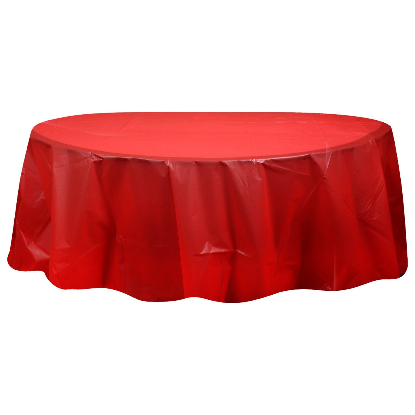 Round Red Plastic Table Covers, 84 in. (Pack of 18)