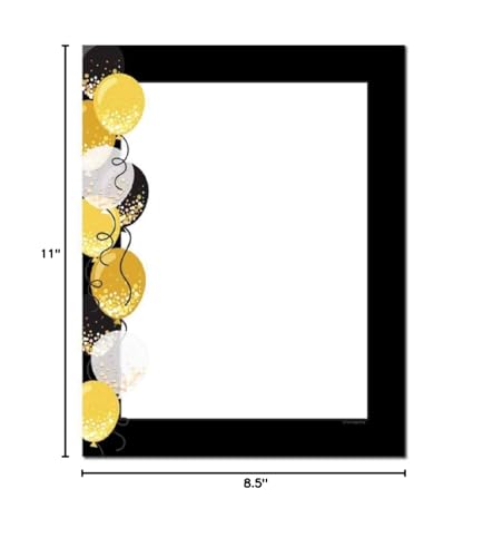 Balloon Border Letterhead Paper, 100 Sheets