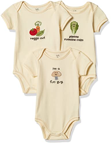 Uni  Baby  Cotton Bodysuits, Mushroom 3-Pack, 6-9 Months