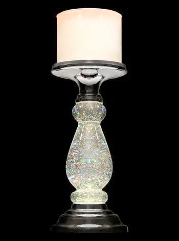 Silver Swirling Glitter Pedestal Compatible with 3-Wick Candles