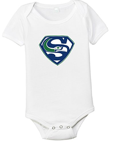 Seahawks Superman Logo  Shirt  0-3 Months, White