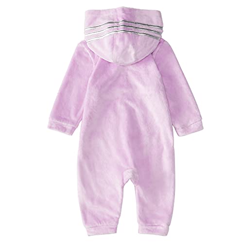 Girls' Long Sleeve Zip Front Cozy Fleece Coverall, Clear Lilac, 3 Months