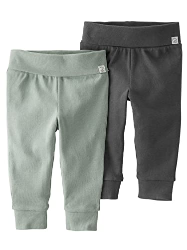 Little  By Carter s Baby 2-Pack  Cotton Grow-with-Me Pants, Meadow Charcoal, 3 Months