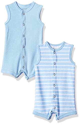 Ultimate Baby Flexy 2 Pack Sleeveless Rompers, Blue Stripe, 0-6 Months