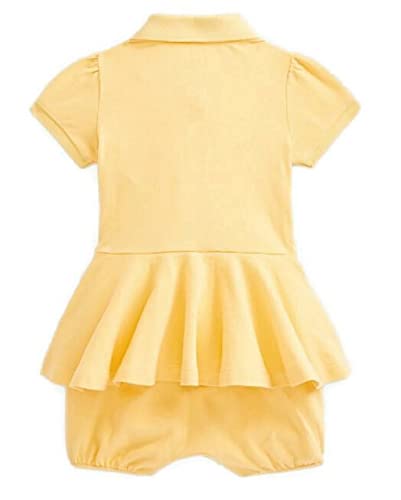 Baby Girl Peplum Mesh Bubble Shortall (Beach Yellow, 3 Months)