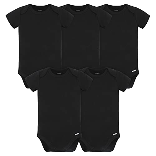 Baby 5 Pack Onesies Multi-Packs Bundle Interlock 180 GSM, Black, 0-3 Months
