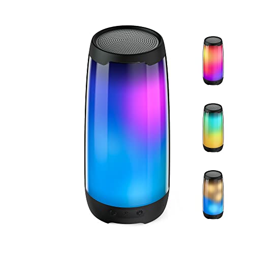 Bluetooth Speaker with Lights Color Changing Portable Wireless Speaker 6 Color LED Lighting Themes, IPX5 Waterproof Bluetooth Speaker 20W Stereo Sound, 24 Hours Battery, TWS Pairing Mic TF Card