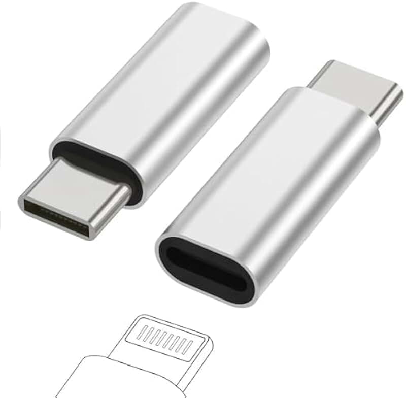 Two Lightning to USB-C adapters for fast charging and data transfer