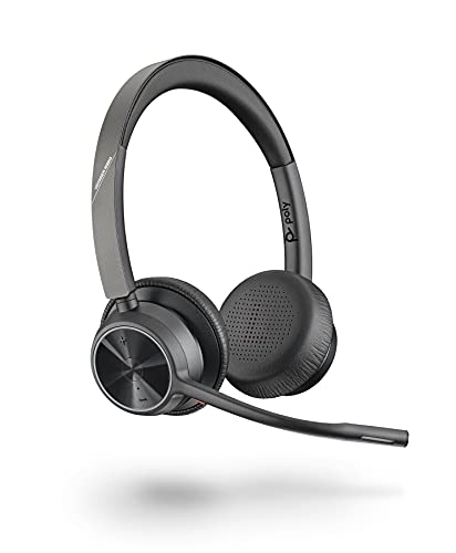 '- Voyager 4320 UC Wireless Headset (Plantronics) - Headphones with Boom Mic - Connect to PC/Mac via USB-A Bluetooth Adapter, Cell Phone via Bluetooth - Works with Teams, Zoom & More