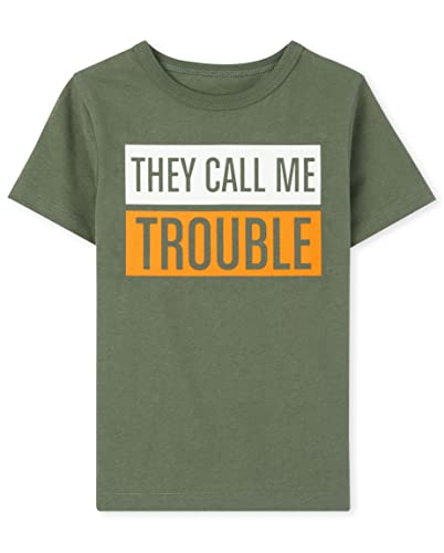The Children s  Baby and Toddler Boys Short Sleeve Graphic T-Shirt, Trouble, 5T