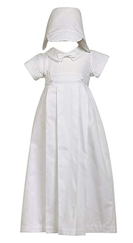 2-piece 100% Cotton White Weaved Romper with Detachable Gown, XS (0-3 months)