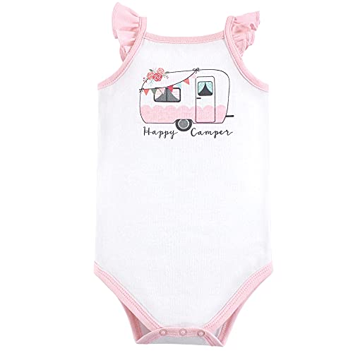Uni   Cotton Bodysuit, Pant and Shoe Set, Pink Happy Camper, 0-3 Months