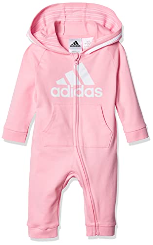 Infant Girls' and Baby Boys' Long Sleeve Hooded Coverall, Light Pink, 12 Months
