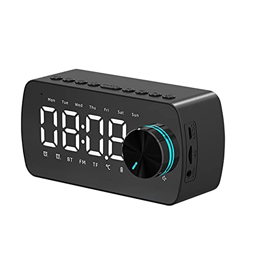 Bluetooth Speaker, Mirror Dual Alarm Clock Wireless Bluetooth Speaker Portable Multifunction USB Rechargeable Alarm Clock(Black)