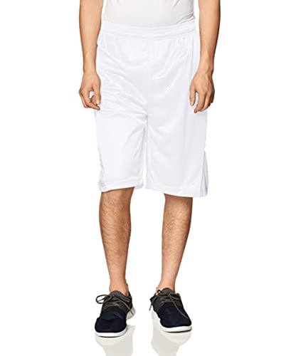Southpole Men's Basic Basketball Mesh Shorts, White/White, X-Large
