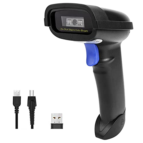 Bluetooth Barcode Scanner, Compatible with 2.4G Wireless & Bluetooth Function & Wired Connection, Connect Smart Phone, Tablet, PC, CCD Bar Code Reader Work with Windows, Mac,Android, iOS
