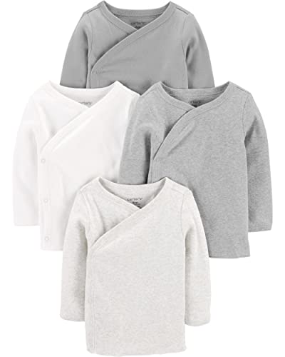 Carters Baby Boys 4-Pack Cotton Kimono Tees  , Heather Ivory