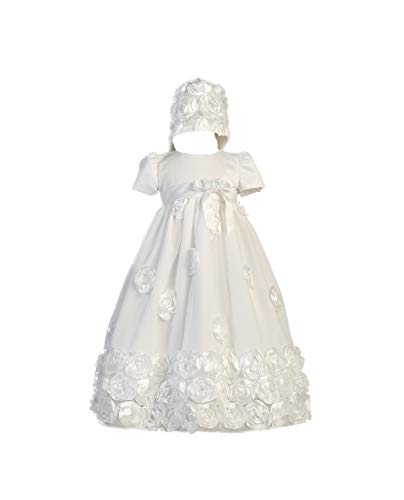 Floral Ribbon Tulle Christening Baptism Special Occasion   Dress - S (3-6 Month, 8-12 lbs)