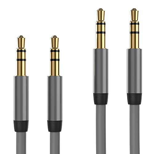 Aux Cable 3.5mm Audio Cord for Car (2 Pack) 6ft Long Heavy Duty Male to Male Jack Auxiliary Cord Extension Adapter for Apple iPhone, Android for Samsung Galaxy, Headphones, Stereo - Slate