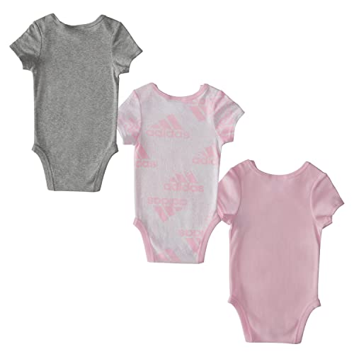 Girls 3-Pack Short Sleeve Bodyshirt Set, Pink/White/Grey, 3 Months
