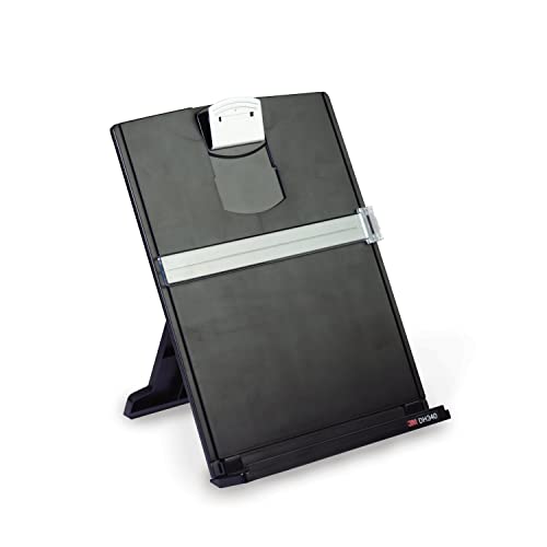 Desktop Document Holder Copy Holder, Adjustable Clip Holds Portrait and Landscape Documents for Easy Viewing, Bottom Ledge Has Lip to Keep up to 150 Sheets Securely in Place, Black (DH340MB)