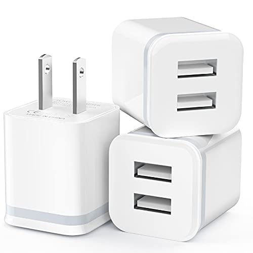 USB wall charger 3-pack 2.1A dual port for smartphones