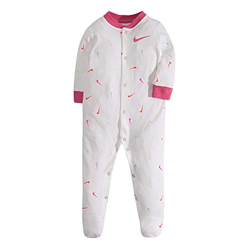 Baby Graphic Footed Coverall, White Swoosfetti, 6M